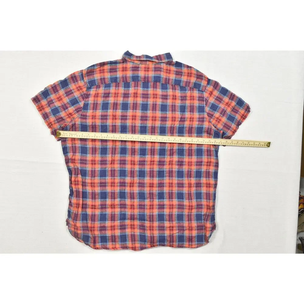 Banana Republic Camden Fit Linen Plaid Shirt Men's Big & Tall Size XXL